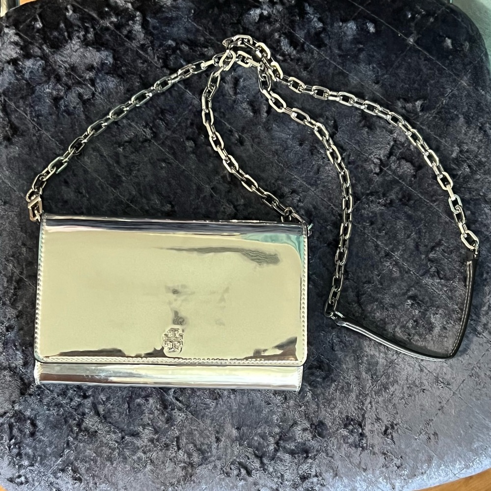 Silver Reflective Tory Burch Crossbody